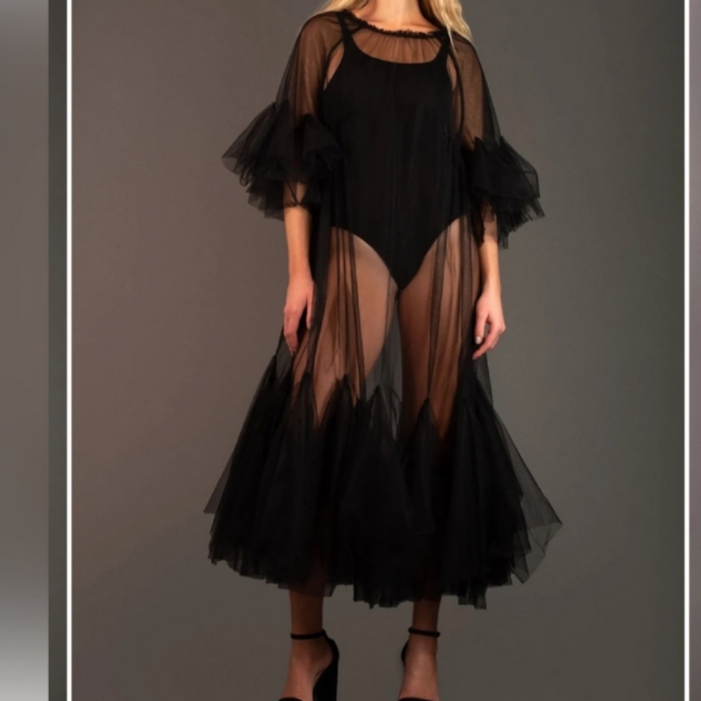 Anthropologie Maeve Sheer Tulle Dress NWT OS